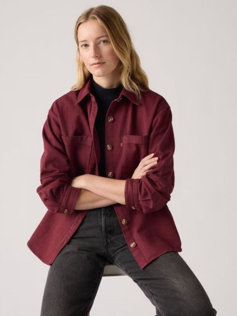Levi's Iris Cotton Overshirt Shacket Burgundy Maroon Red Size xxl